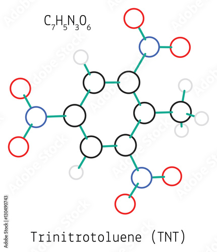 Trinitrotoluene TNT C7H5N3O6 molecule