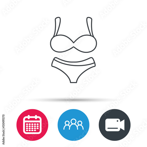 Lingerie icon. Women underwear sign. Group of people, video cam and calendar icons. Vector
