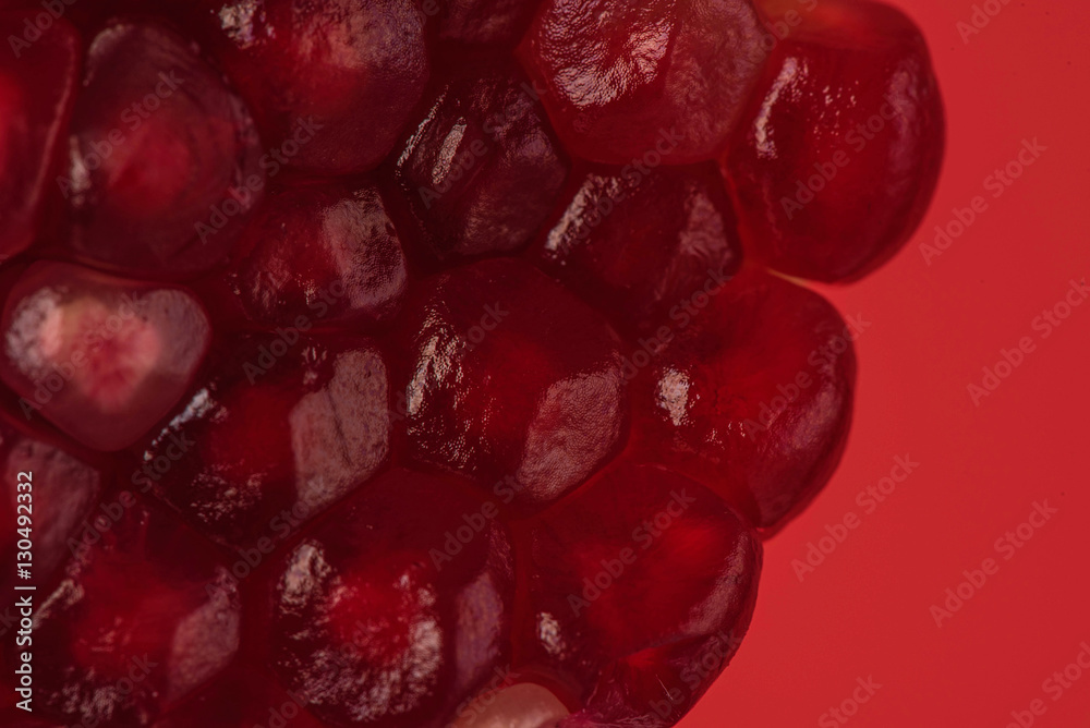 Close up view of pomegranate seeds