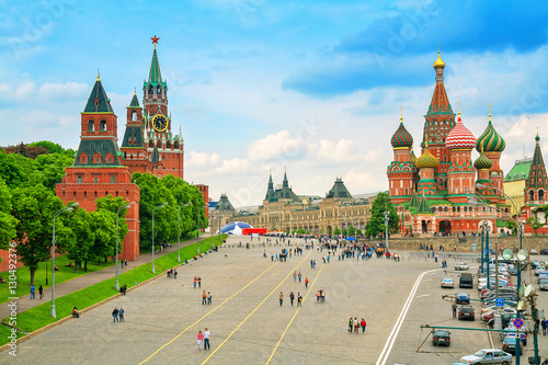 Kremlin and Cathedral of St. Basil at the Red Square in Moscow,