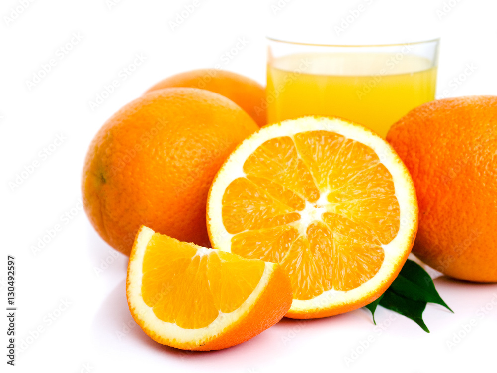 orange fruit and orange juice in glass isolated on white background orange fruit and orange juice in glass isolated on white background