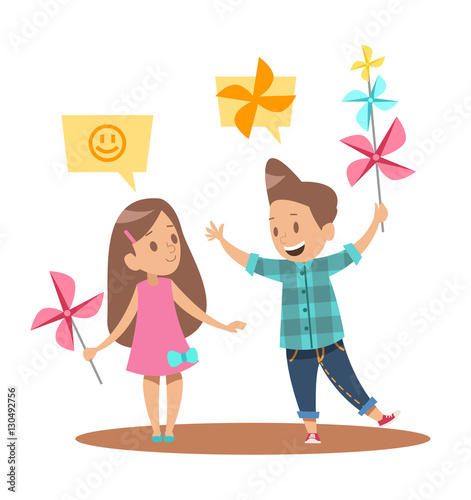 childs playing pinwheel character design