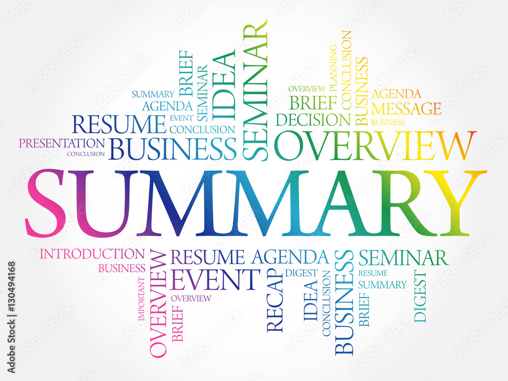 Summary word cloud collage, business concept background