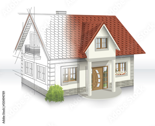 3d llustration of an idea and implementation of house