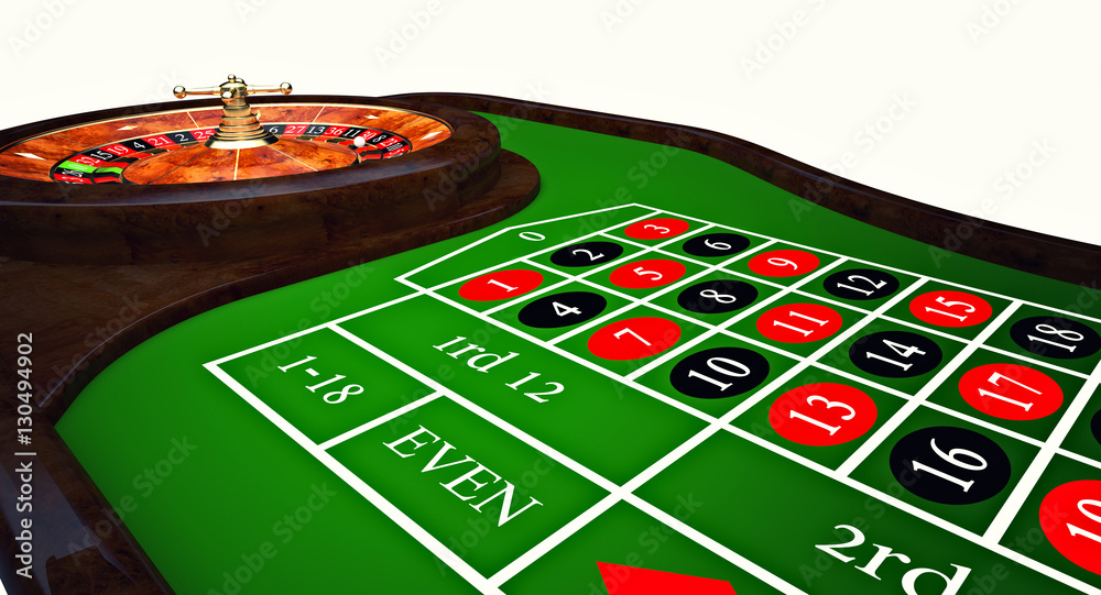 3d image of a game table with roulette, chips, dice, nobody around, fun and gambling. concept of risk and luck. 3d image of a game table with roulette, chips, dice, nobody around, fun and gambling. concept of risk and luck.