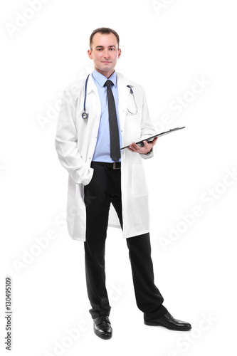 Doctor holding clipboard is...
