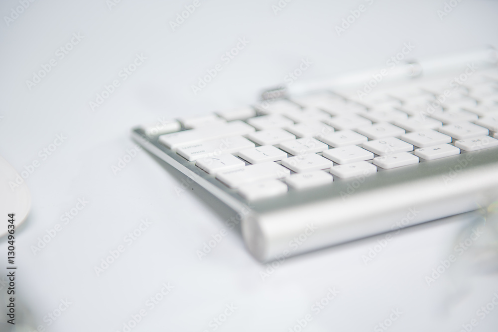 Computer keyboard close-up with empty