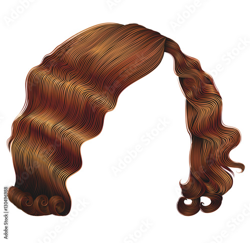 trendy woman hairs  kare red colors . beauty fashion .
 retro style curls .   realistic 3d .