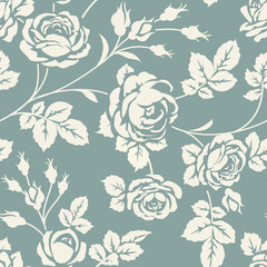 Fototapete Rosenmuster Rosen Silhouetten Vintage Blumenmotiv  © Gizele