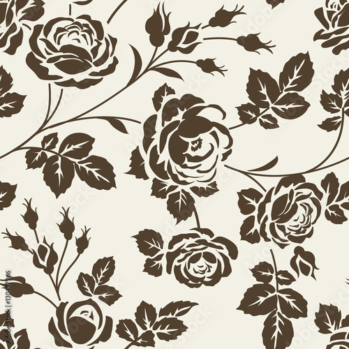 Seamless floral pattern with vintage roses