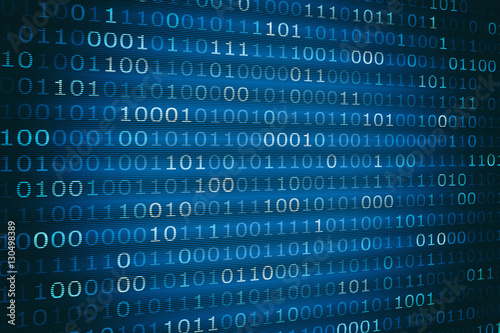 Digital Binary Data On Computer Screen