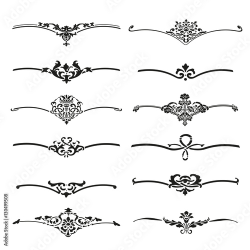 Vector set of calligraphic design elements and page decor
