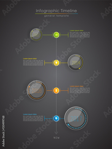 Colorful Infographic, typographic timeline report template - dar