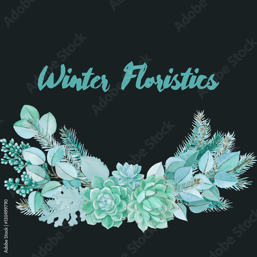 Vector Watercolor Floristic Composition