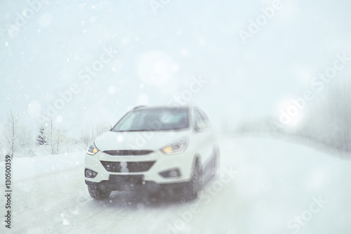 background blur bright car white snow winter