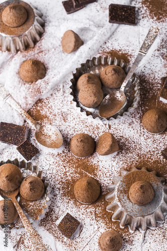The sweet chocolate truffles