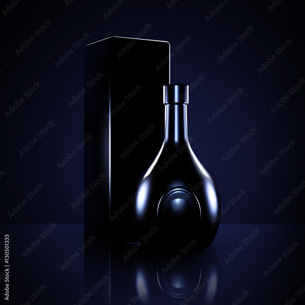 Luxury black background with elite alcohol. A bottle of liquor.
