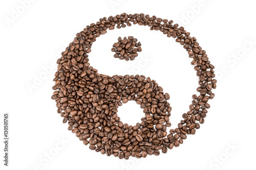 Roasted coffee beans isolated on a white background cutout