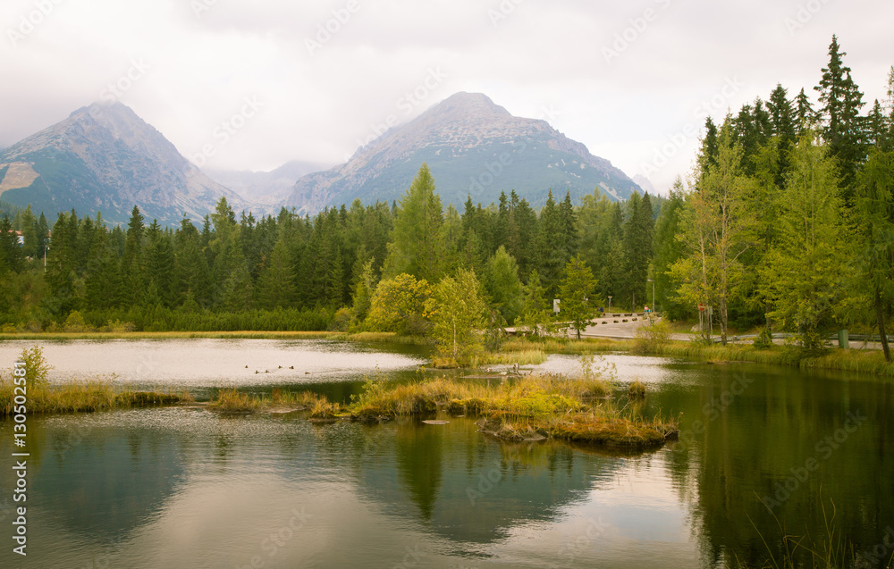 A beautiful mountain lake landscape in Tatry, Slovakia