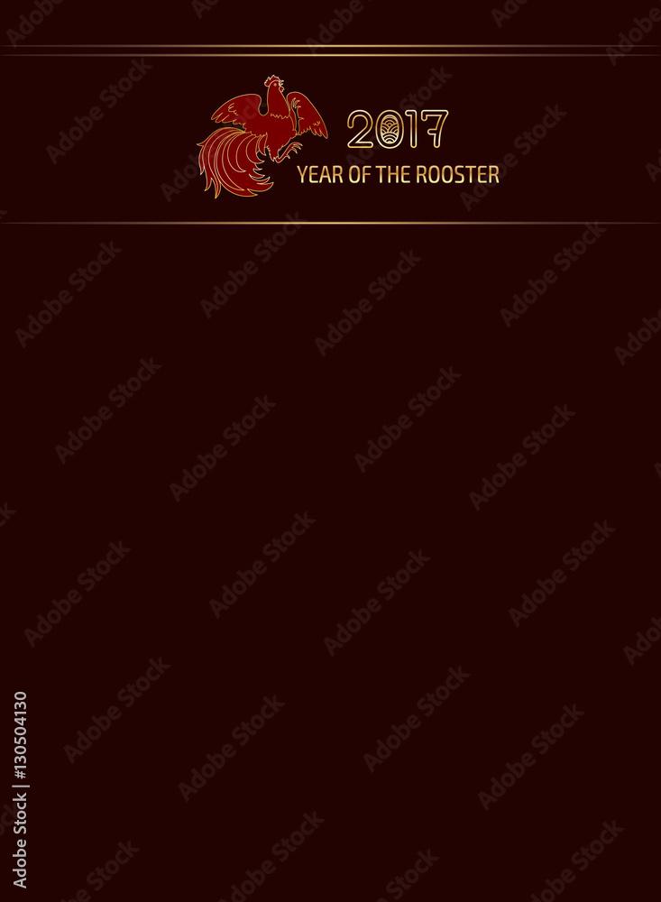 2017, the Year of the Fire Rooster in Chinese Horoscope. Red and gold colors, symbol of new year. Fire element. Vector vip background, suitable for greeting card, certificate or poster. 2017, the Year of the Fire Rooster in Chinese Horoscope. Red and gold colors, symbol of new year. Fire element. Vector vip background, suitable for greeting card, certificate or poster.