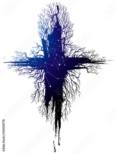 unusual cross of which the roots are pulled out