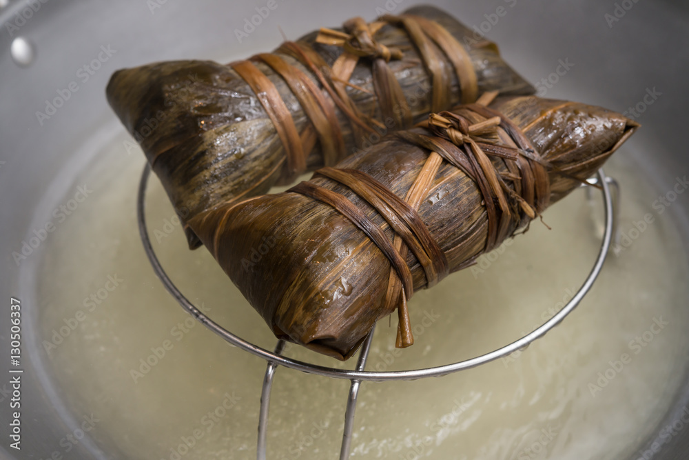 Fototapeta premium steaming Chinese ZongZi for Dragon Boat Festival or DuanWu festival