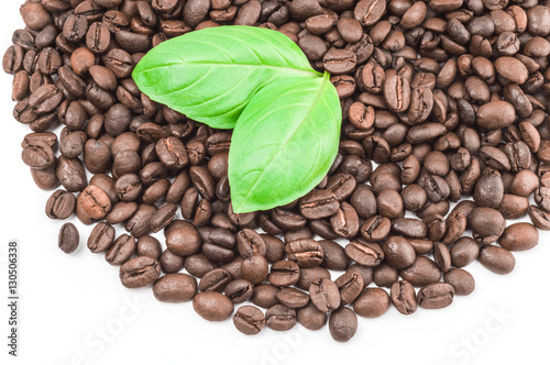 Roasted coffee beans on a white background. Clipping path