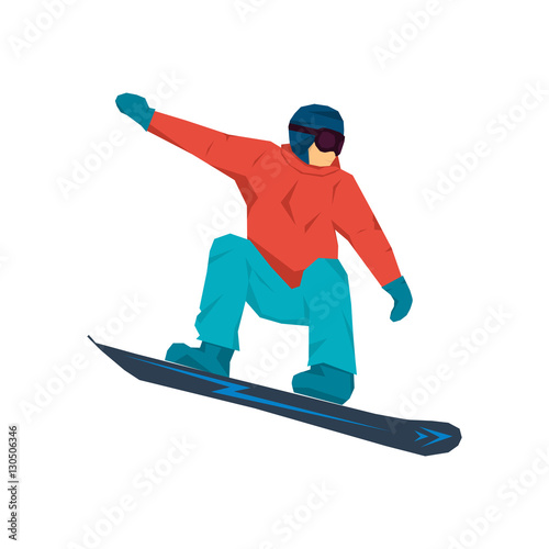 Vector illustration of snowboarder in jump