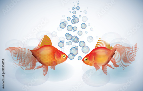 vector background goldfish and bubbles
