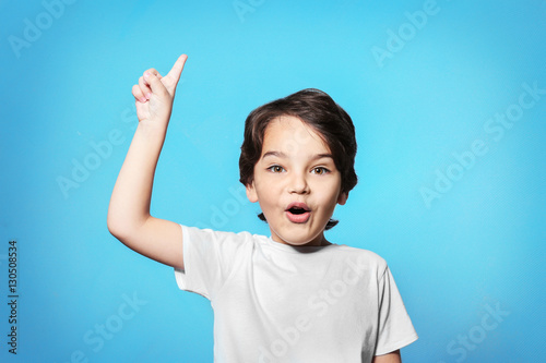 Cute emotional little boy o...