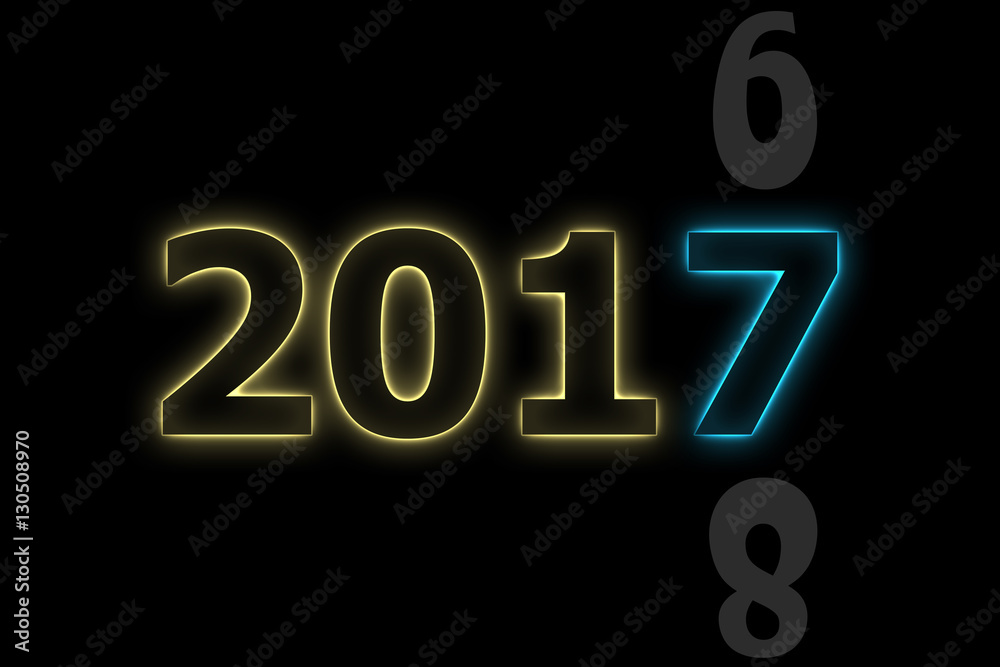 Happy New Year 2017 design with neon color. Happy New Year 2017 design with neon color.
