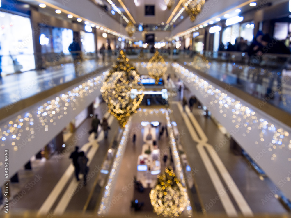 custom made wallpaper toronto digitalTime of Christmas sales, shopping center, festively decorated. blurred background