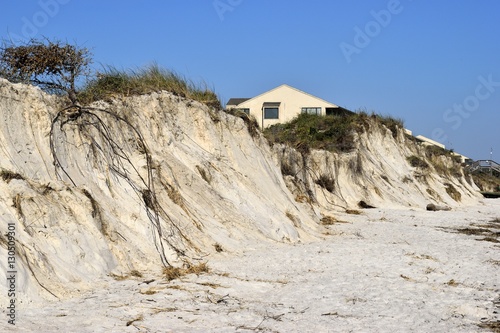 Beach erosion caused by hurricane Matthew hitting along the east coast of Florida, USA