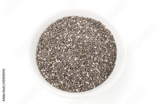 Pile of chia seeds isolated on a white background cutout