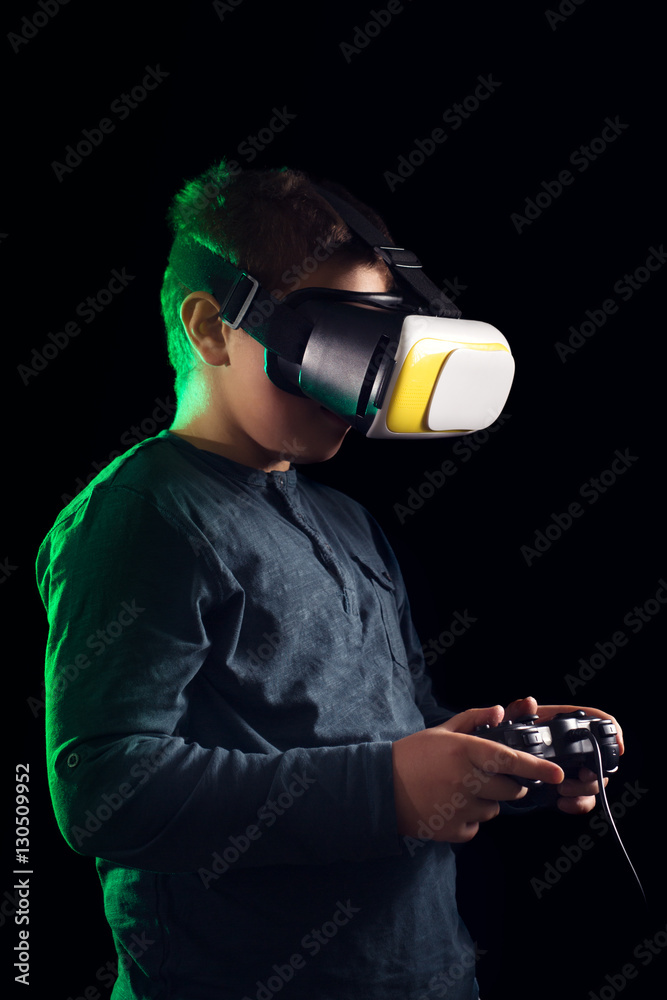 Boy experiencing virtual reality Boy experiencing virtual reality