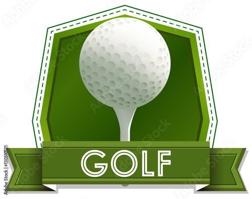 Label design with golf ball and pin