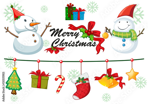 Christmas card template with snowman