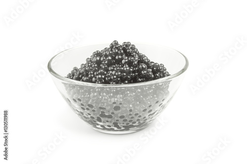 Black fish eggs isolated on a white background cutout