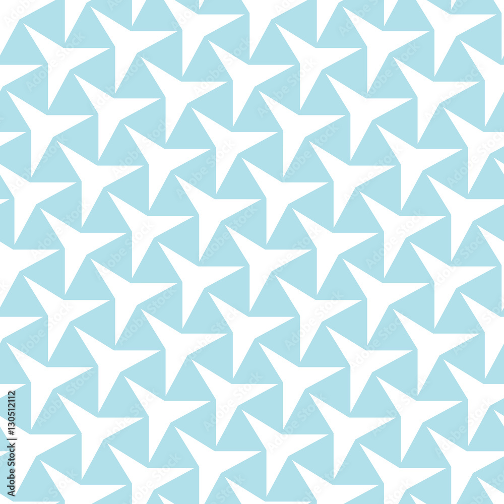 Fototapeta premium Abstract geometry light blue deco art three point star pattern