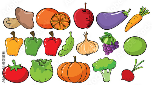 Different types of fruits and vegetables