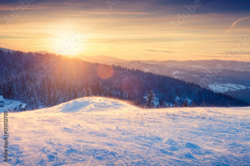 Beautiful winter landscape at sunset © SergeyIT