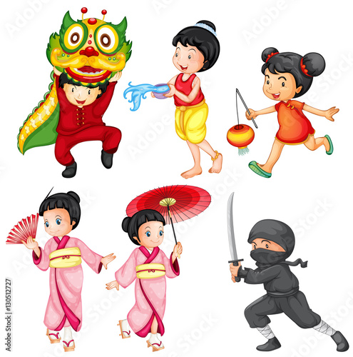 Kids in costume from different countries