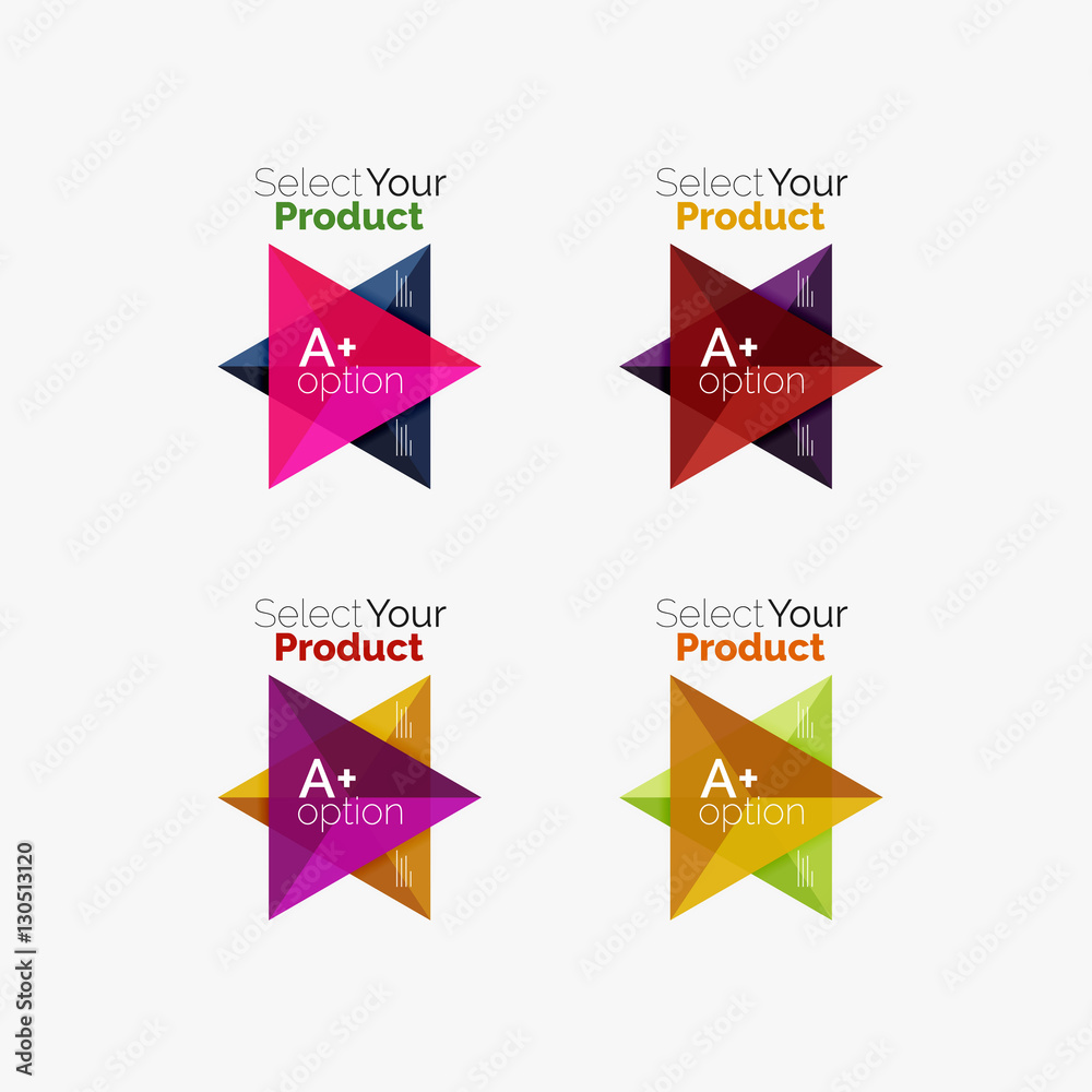 Set of triangle option infographic layouts Set of triangle option infographic layouts