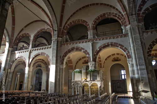 Arches and pulpit in the Basilica of Saint Ambrogio