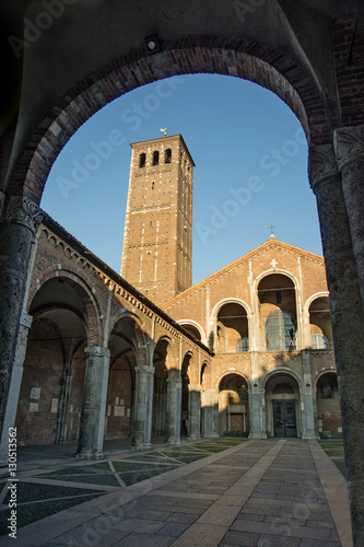Basilica of Saint Ambrogio facade and porch