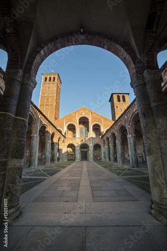 Basilica of Saint Ambrogio facade and porch