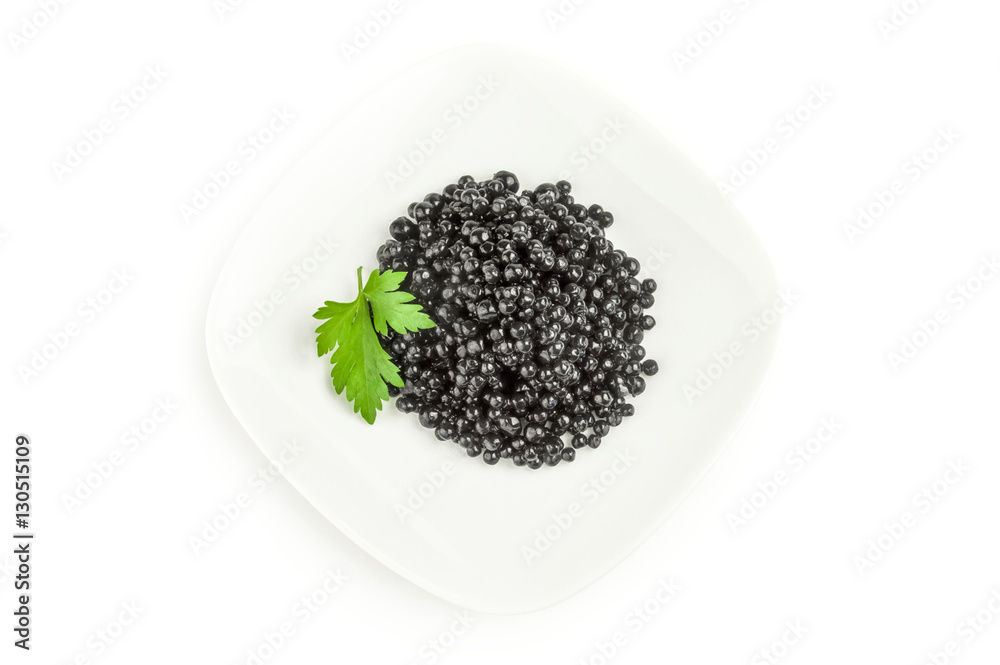 Sturgeon caviar on a white background clipping path Sturgeon caviar on a white background clipping path