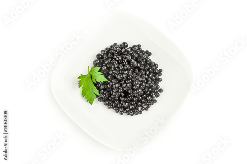 Sturgeon caviar on a white background clipping path