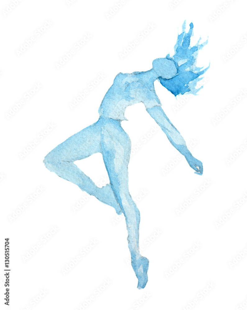 Isolated watercolor dancer. on white background. Dance pose. Healthy lifestyle and getting energy. Isolated watercolor dancer. on white background. Dance pose. Healthy lifestyle and getting energy.