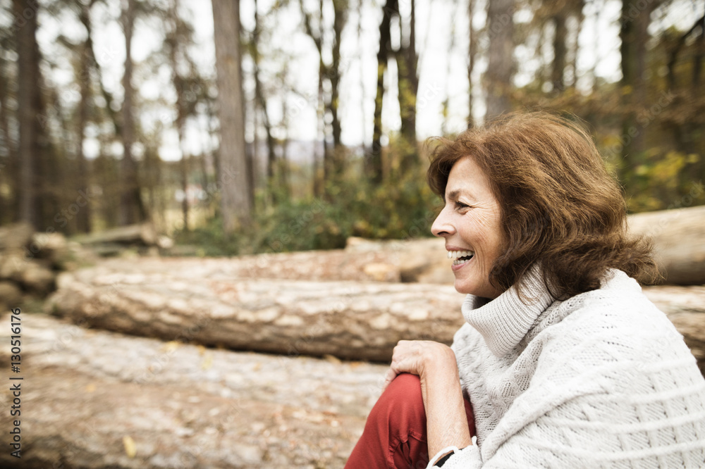 Laughing woman in autumnal nature Laughing woman in autumnal nature